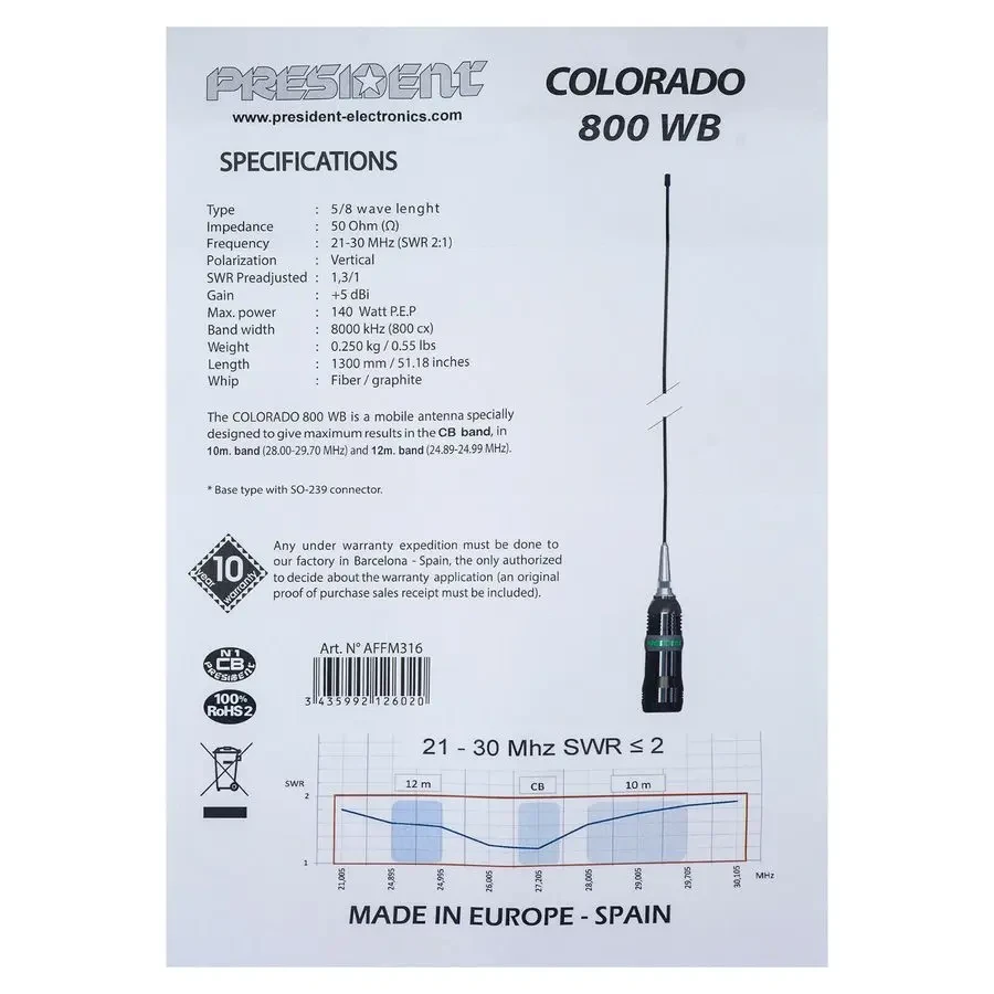 Купити Антена President COLORADO 800 WB AMMI914